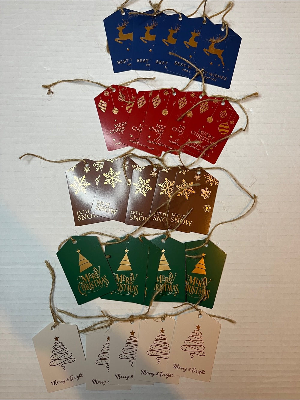 Holiday Gift Tags Set - Blue, Brown, Red, Green, Cream - Unbranded Hand Crafted